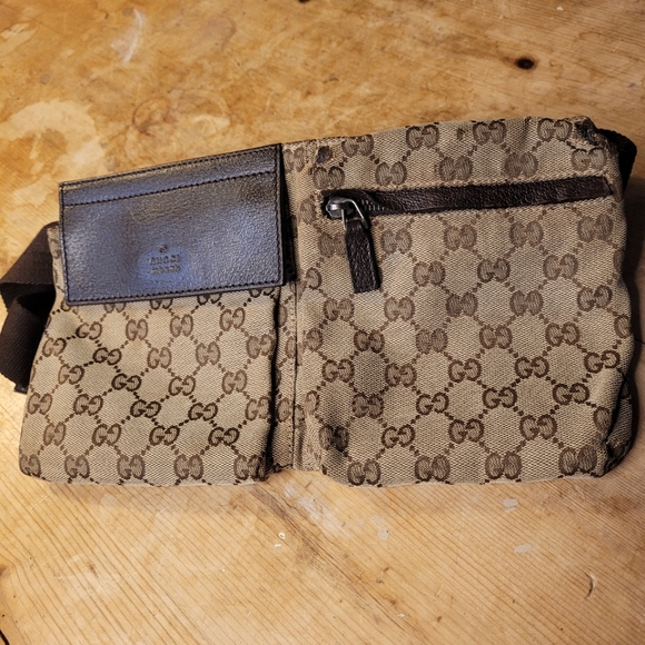 Gucci Unisex GG Monogram Web Double Pocket Bum Belt Bag - Picture 1 of 8
